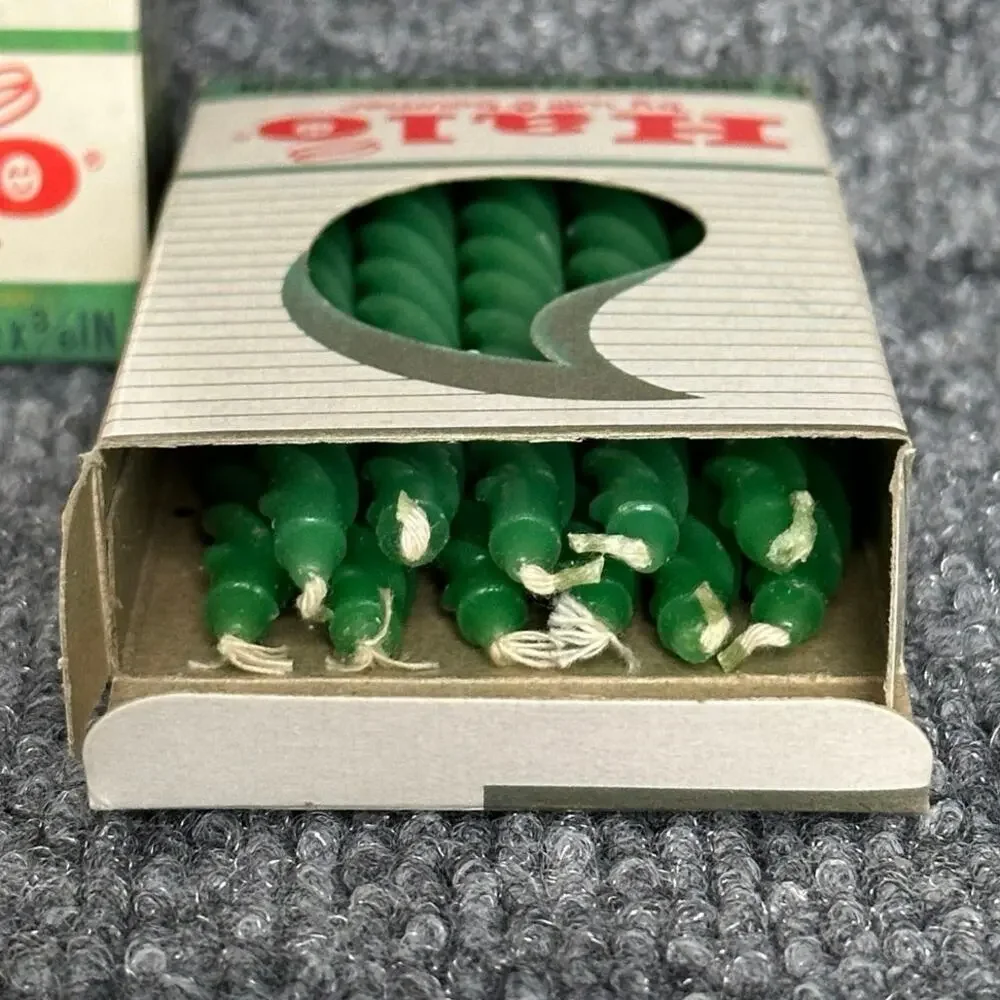 Vintage 3.5” twist birthday candles 12 yellow 11 green Halo Will & Baumer Japan